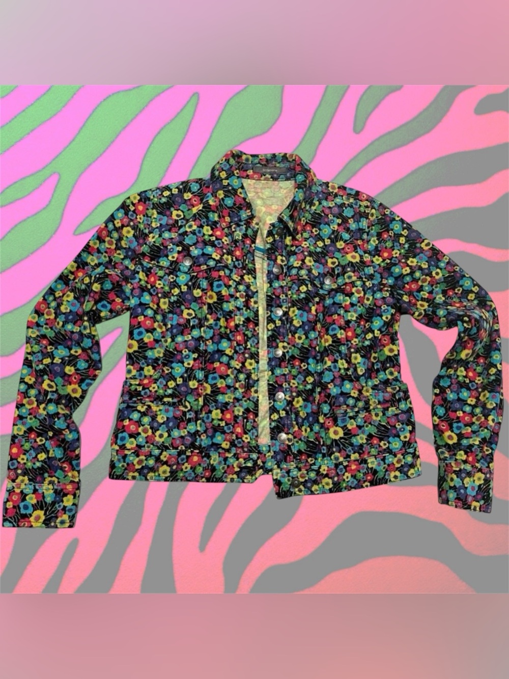 pop art neon psychedelic floral ditzy corduroy jacket